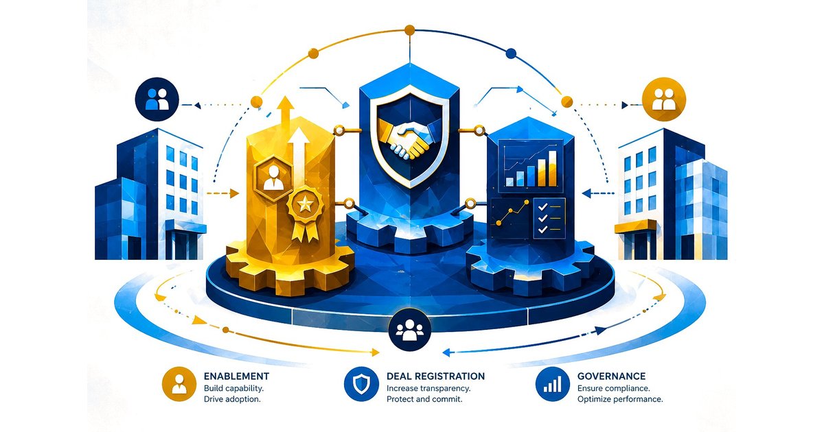 Operação de canal B2B com enablement, deal registration e governança de parceiros